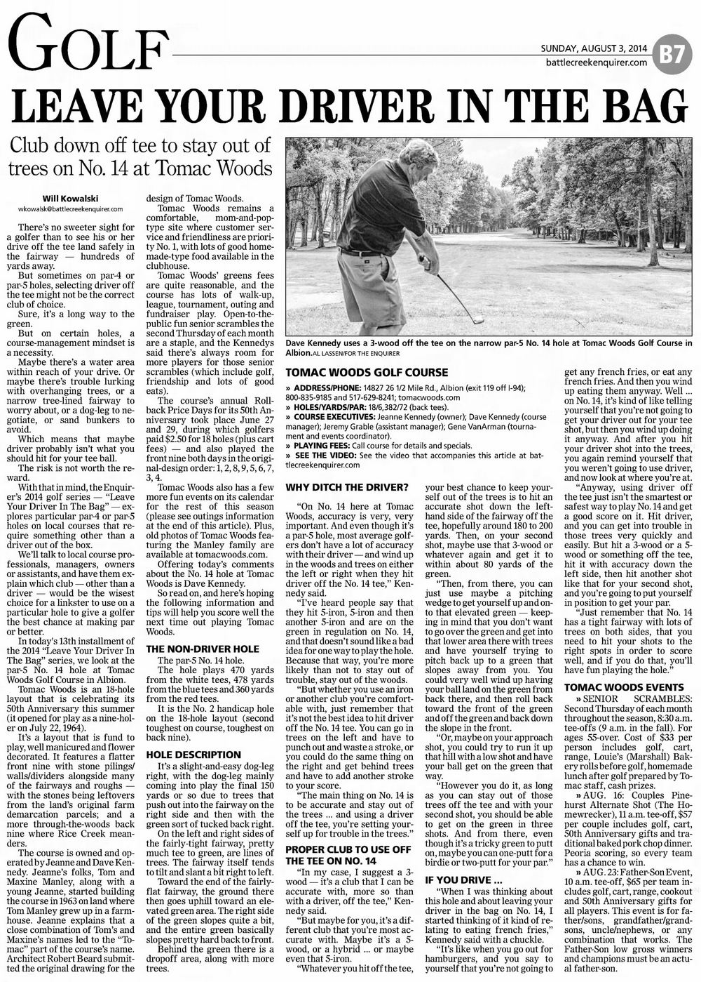 Tomac Woods Golf Course - Aug 2014 Article